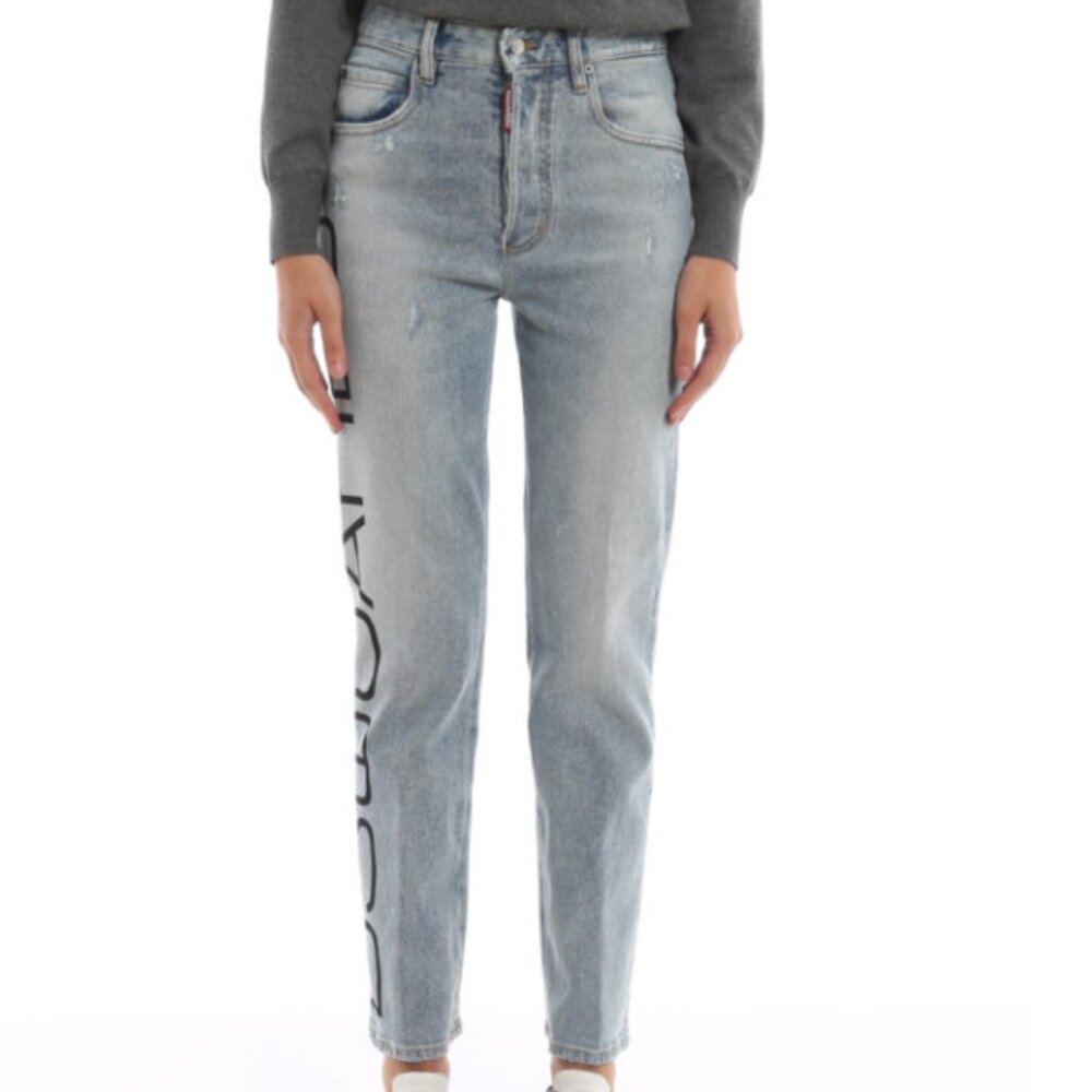 DSQUARED2 Women's High-Rise Straight Leg Denim Jeans Size 2 in Blue